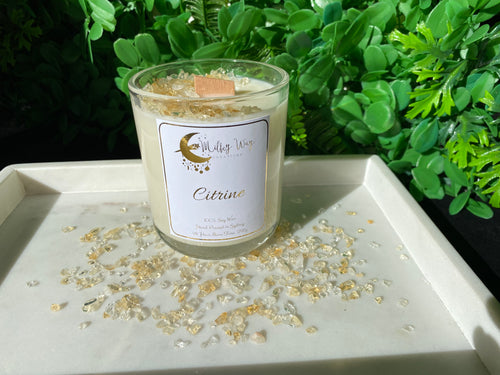 Citrine Crystal Infused Soy Candle - Milky Way Creations - Sydney - Crystal - Crystals - Candles - Soap - Howlite - Amethyst - Ethically Sources - Stones - gemstones - wholesale - amazonite