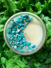 Load image into Gallery viewer, Turquoise Howlite Crystal Infused Soy Candle - Milky Way Creations - Sydney - Crystal - Crystals - Candles - Soap - Howlite - Amethyst - Ethically Sources - Stones - gemstones - wholesale - amazonite
