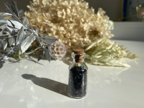 Black Tourmaline Crystal Chip Jar - Milky Way Creations - Sydney - Crystal - Crystals - Candles - Soap - Howlite - Amethyst - Ethically Sources - Stones - gemstones - wholesale - amazonite