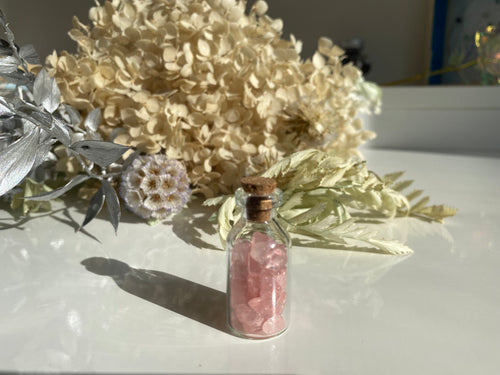 Rose Quartz Crystal Chip Jar - Milky Way Creations - Sydney - Crystal - Crystals - Candles - Soap - Howlite - Amethyst - Ethically Sources - Stones - gemstones - wholesale - amazonite