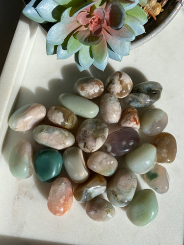 Green Flower Agate Tumbles - Milky Way Creations - Sydney - Crystal - Crystals - Candles - Soap - Howlite - Amethyst - Ethically Sources - Stones - gemstones - wholesale - amazonite